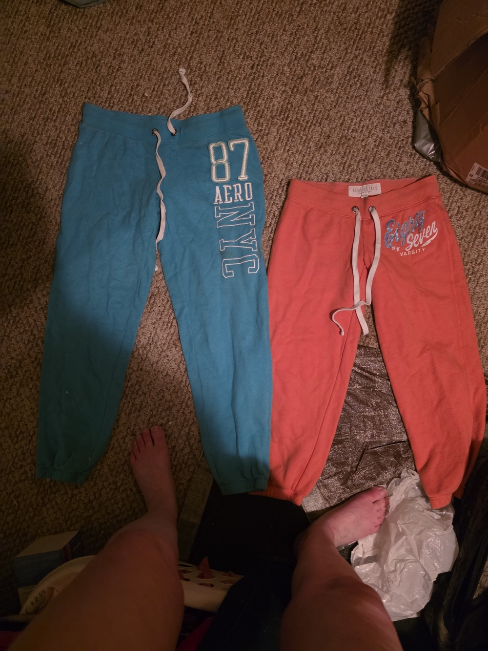Aeropostale Teal and Coral Joggers - Drawstring Sweatpants